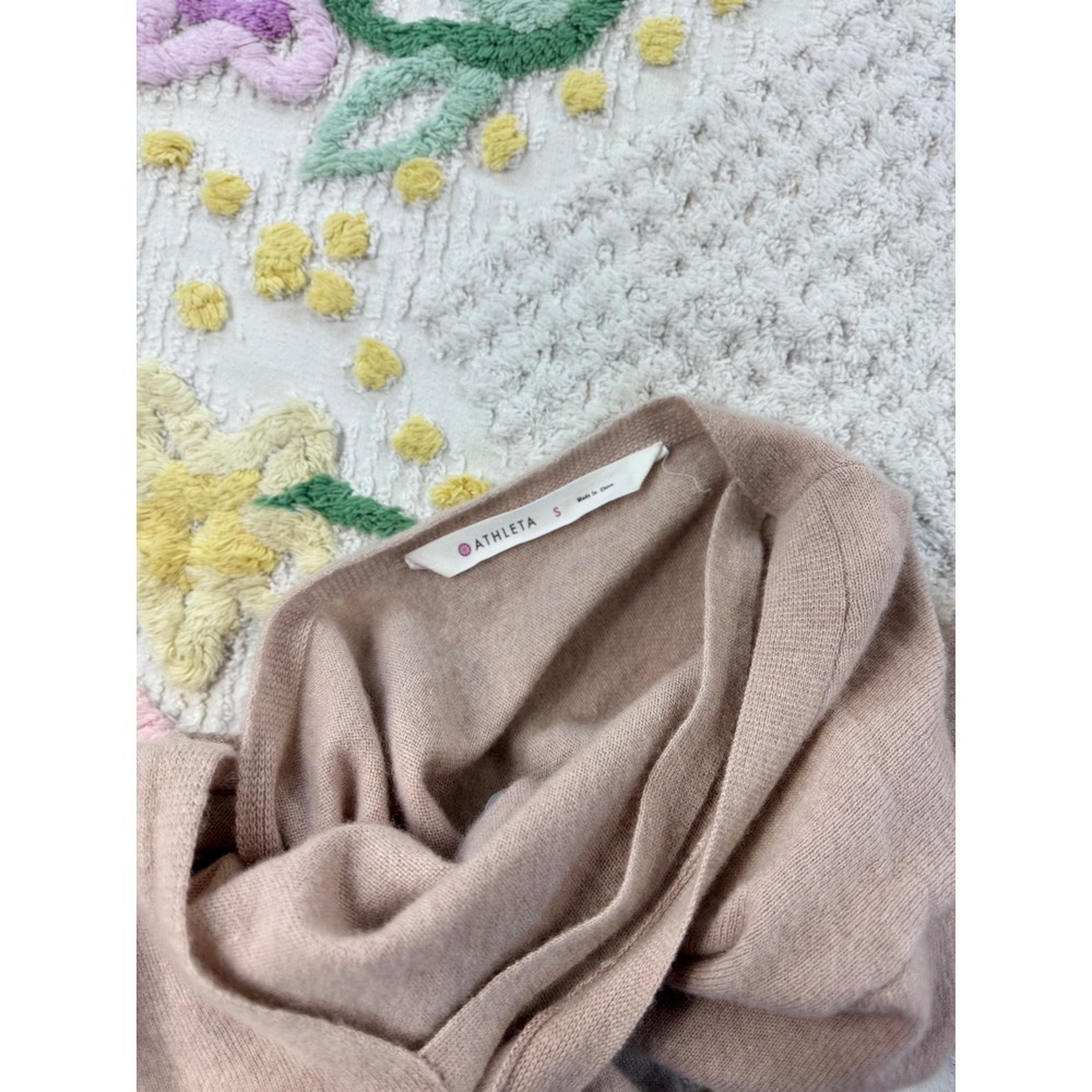 Athleta 100% Cashmere Twist Back Sweater Oatmeal Beige Womens Small RN 54023 - Picture 6 of 10